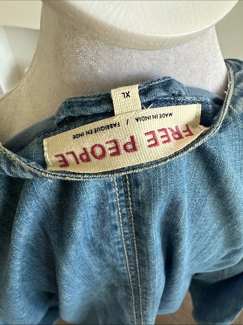 Free People Blue Tie-Front Denim Blazer